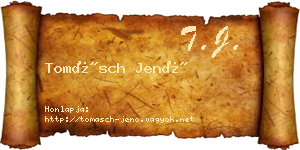 Tomásch Jenő névjegykártya
